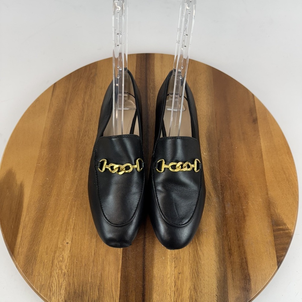 Womens Reiss Evan Black Leather Slip On Chain Comfort Casual Loafers Sie 6.5 M